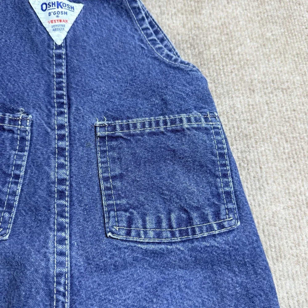 Vintage OshKosh B'Gosh Overalls 6-9M Made in USA Vestbak Denim Baby Blue 90s